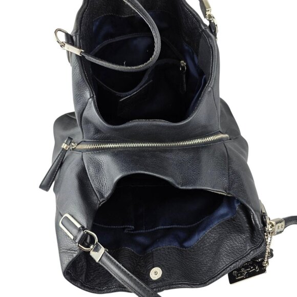 Coach Madison Phoebe Black Pebbled Leather Bag Triple Compartment 14" x 12"x 5" - Picture 5 of 9